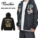 【割引クーポン配布中】 PRIMITIVE (プリミティブ) ジップパーカー BADLANDS ZIP HOOD スウェット フリース 長袖 メンズ M-XL ブラック 【あす楽対応】【RCP】