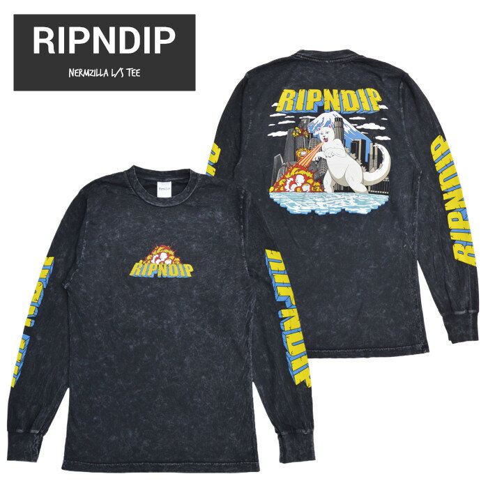  RIPNDIP (リップンディップ) ロンT NERMZILLA L/S TEE 長袖 Tシャツ カットソー トップス S-XL ブラック RND4955 
