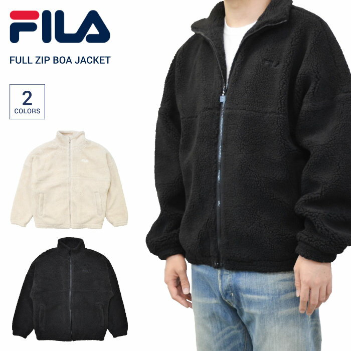 楽天NAKED-STORE【割引クーポン配布中】 FILA HERITAGE （フィラ ヘリテージ） ジャケット FULL ZIP BOA JACKET ボアジャケット フリースジャケット メンズ M-XL ブラック オフホワイト クリーム FM9958 【あす楽対応】【RCP】【バーゲン】