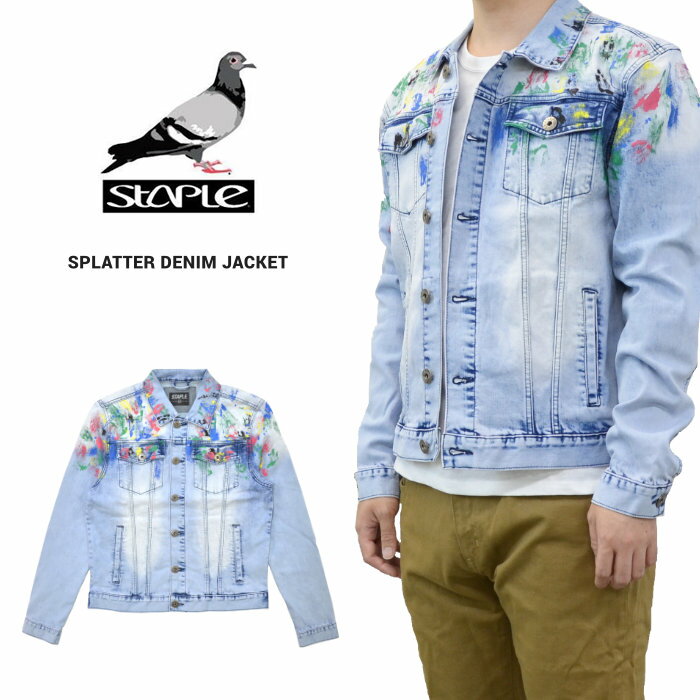  STAPLE (ステイプル) ジャケット SPLATTER DENIM JACKET デニムジャケット アウター メンズ 長袖 ブルー M-XL 2008O6292 