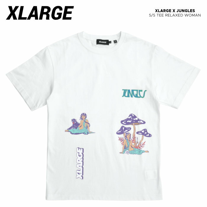 楽天NAKED-STORE【割引クーポン配布中】 XLARGE × JUNGLES （エクストララージ × ジャングルズ） Tシャツ S/S TEE RELAXED WOMAN 半袖 カットソー トップス メンズ S-XL ホワイト 101203011045 【単品購入の場合はネコポス便発送】【RCP】【バーゲン】