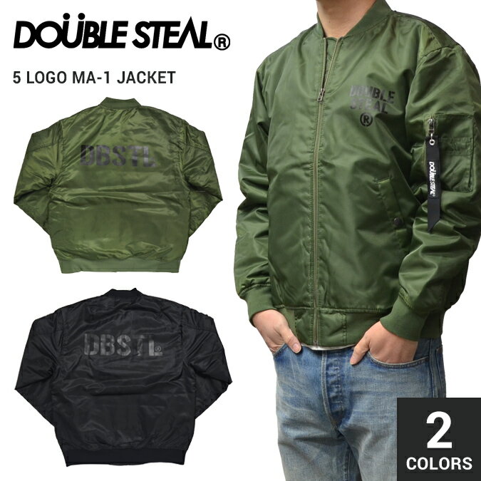 【割引クーポン配布中】 DOUBLE STEAL BLACK (ダブルスティール ブラック) 5 LOGO MA-1 JACKET フライトジャケット ミリタリージャケット ナイロンジャケット アウター メンズ ストリート 【あす楽対応】【売り尽くし】