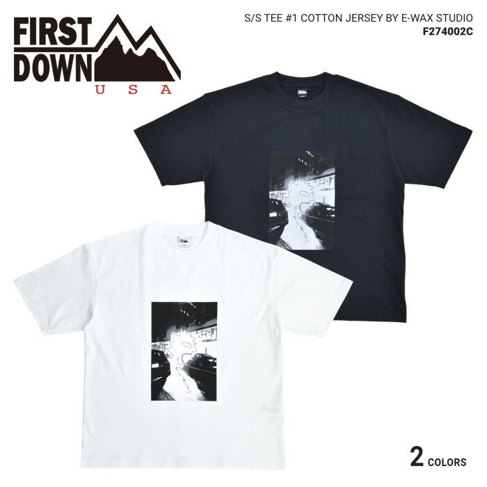 楽天NAKED-STORE【割引クーポン配布中】 FIRST DOWN USA （ファーストダウン） Tシャツ S/S TEE #1 COTTON JERSEY BY E-WAX STUDIO 半袖 カットソー トップス メンズ M-XL ブラック ホワイト F274002C 【単品購入の場合はネコポス便発送】【RCP】【バーゲン】