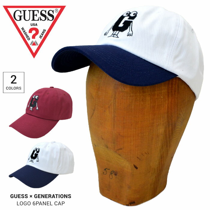 楽天NAKED-STORE【割引クーポン配布中】 GUESS × GENERATIONS （ゲス） キャップ LOGO 6-PANEL CAP 6パネルキャップ ローキャップ 帽子 ホワイト ワインレッド M0GMK1A7711 【バーゲン】