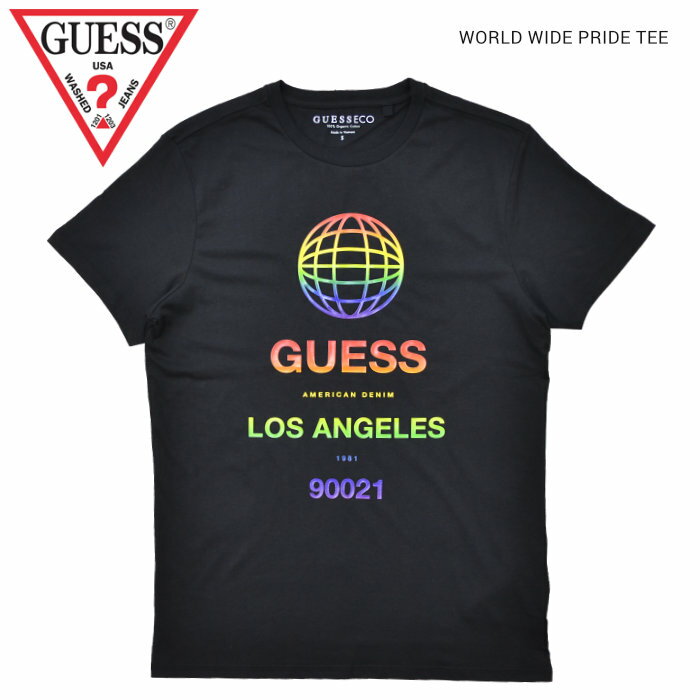  GUESS (ゲス) Tシャツ SS BSC WORLD WIDE PRIDE TEE 半袖 カットソー トップス メンズ S-XL ブラック M0YI0OR92N0 