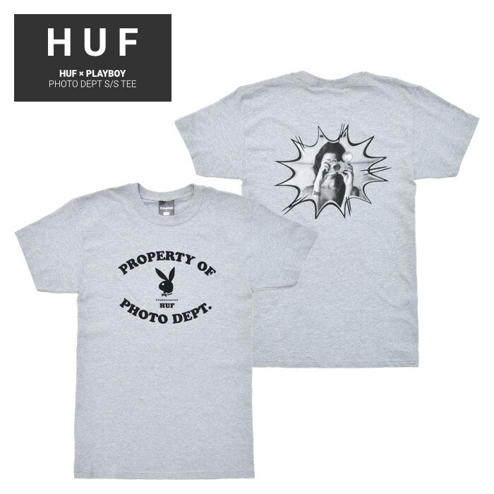 【割引クーポン配布中】 HUF × PLAYBOY (ハフ × プレイボーイ) Tシャツ PHOTO DEPT S/S TEE 半袖 カットソー トップス メンズ S-XL グレー TS01783 【単品購入の場合はネコポス便発送】【RCP】