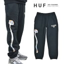 【割引クーポン配布中】 HUF × PLEASURES (ハフ × プレジャーズ) パンツ SPORE FLEECE PANT スウェットパンツ フリースパンツ メンズ M-XL ブラック PT00247 【あす楽対応】【RCP】