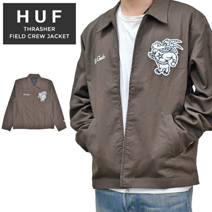 【割引クーポン配布中】 HUF × THRASHER (ハフ × スラッシャー) ジャケット FIELD CREW JACKET ワークジャケット アウター ブルゾン メンズ M-XL チョコレート JK00384 【あす楽対応】【RCP】