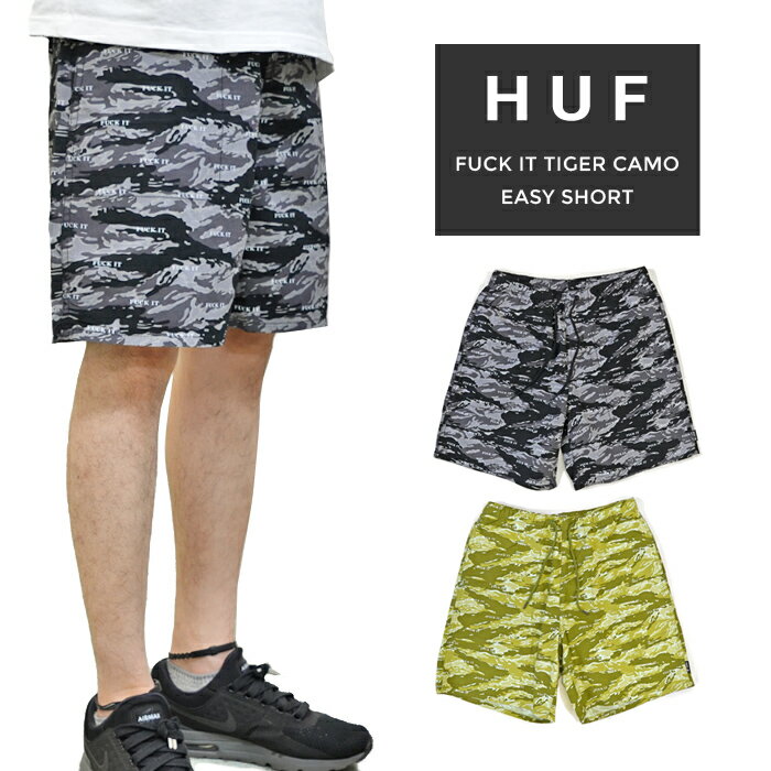 ڳݥ HUF (ϥ) 硼 FUCK IT TIGER CAMO EASY SHORT 硼ȥѥ ϡեѥ º  S-XL ֥å ꡼ PT00123 RCPۡں߸˰ݡ