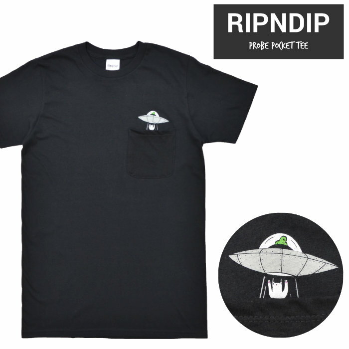  RIPNDIP (リップンディップ) Tシャツ PROBE POCKET TEE 半袖 カットソー トップス S-XL ブラック RND3566 
