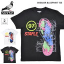  STAPLE (ステイプル) Tシャツ SNEAKER BLUEPRINT TEE 半袖 カットソー トップス メンズ S-XL ホワイト ブラック 2004C6022 