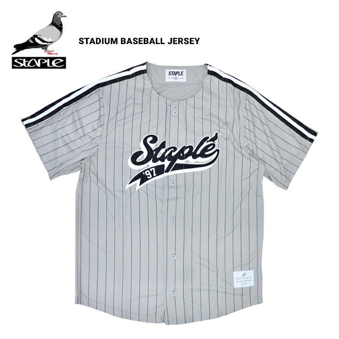 楽天NAKED-STORE【割引クーポン配布中】 STAPLE （ステイプル） ベースボール ジャージ STADIUM BASEBALL JERSEY ゲームシャツ トップス メンズ M-XL グレー 2205C6966 【バーゲン】