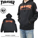 【割引クーポン配布中】 THRASHER (スラッシャー) × 039 47 (フォーティーセブン) パーカー THRASHER 039 47 Crosstown STRIKER Pullover Hood スウェット フリース ブラック S-XL メンズ 432142 【あす楽対応】【RCP】