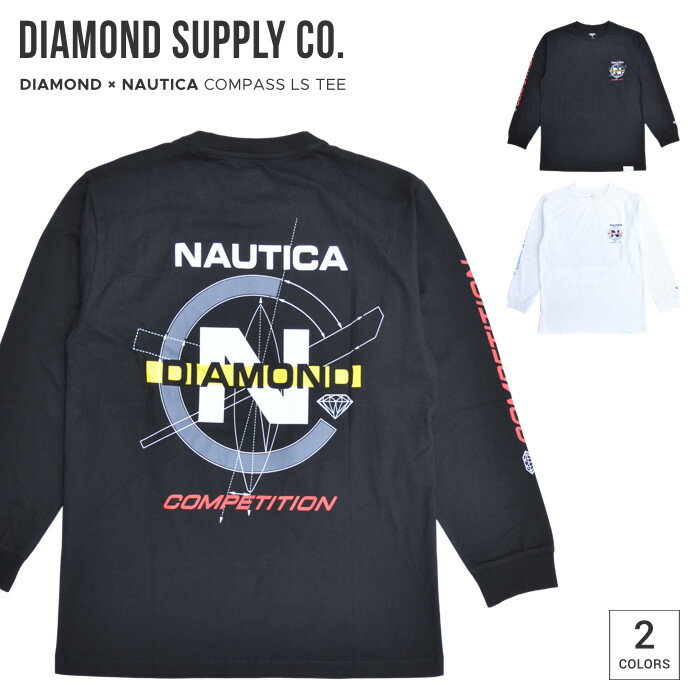 【割引クーポン配布中】 DIAMOND SUPPLY Co. ダイヤモンド サプライ × NAUTICA ノーティカ ロンT COMPASS L/S TEE 長袖 カットソー トップス メンズ S-XL ブラック ホワイト C20DMPC401S 【単品購入の場合はネコポス便発送】【バーゲン】 1