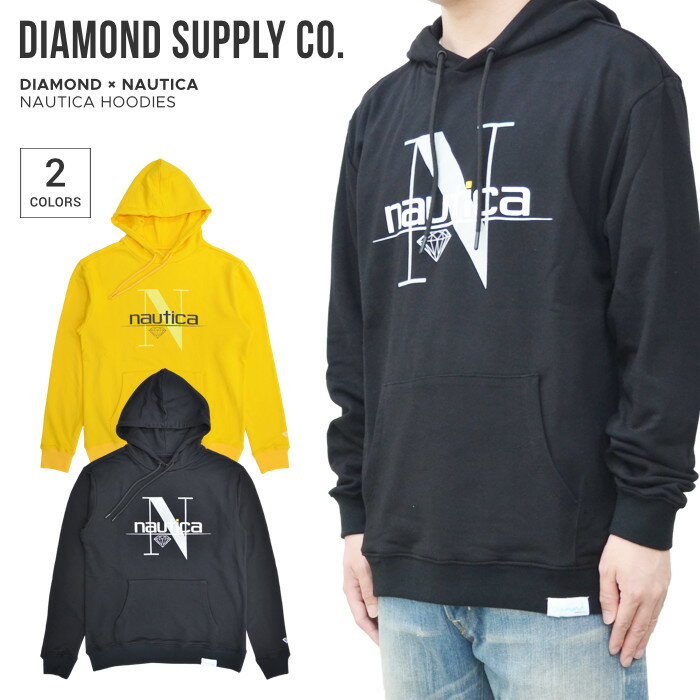 楽天NAKED-STORE【割引クーポン配布中】 DIAMOND SUPPLY Co. ダイヤモンド サプライ × NAUTICA ノーティカ パーカー NAUTICA HOODIES スウェット フリース 長袖 メンズ S-XL ブラック ゴールド C20DMPF404S 【あす楽対応】【バーゲン】