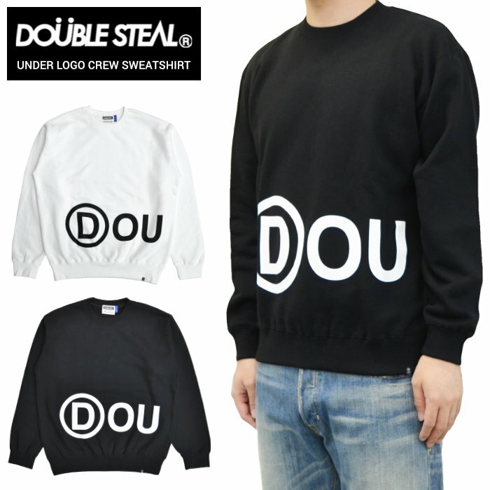 楽天NAKED-STORE【割引クーポン配布中】 DOUBLE STEAL （ダブルスティール） スウェット UNDER LOGO CREW SWEATSHIRT クルーネック トレーナー フリース 長袖 トップス メンズ M-XL ブラック ホワイト 904-12035 【あす楽対応】【RCP】【バーゲン】