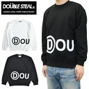 【割引クーポン配布中】 DOUBLE STEAL (ダブルスティール) スウェット UNDER LOGO CREW SWEATSHIRT クルーネック トレーナー フリース 長袖 トップス メンズ M-XL ブラック ホワイト 904-12035 【あす楽対応】【RCP】【バーゲン】