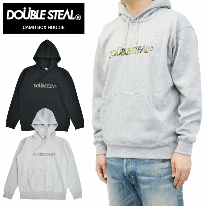 楽天NAKED-STORE【割引クーポン配布中】 DOUBLE STEAL （ダブルスティール） パーカー CAMO BOX HOODIE プルオーバーパーカー スウェット フリース 長袖 トップス メンズ M-XL ブラック グレー 904-64078 【あす楽対応】【RCP】【バーゲン】