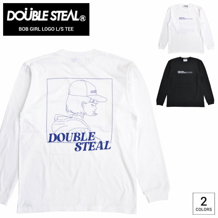 【割引クーポン配布中】 DOUBLE STEAL (ダブルスティール) ロンT BOB GIRL LOGO L/S T-SHIRT TEE 長袖 Tシャツ カットソー トップス メンズ M-XL ブラック ホワイト 906-14110 【単品購入の場合はネコポス便発送】【RCP】