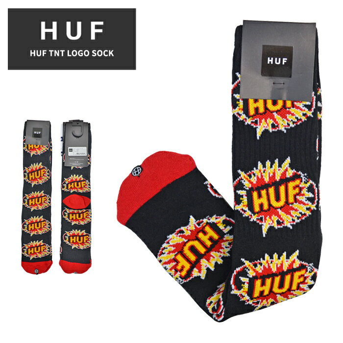 楽天NAKED-STORE【割引クーポン配布中】 HUF （ハフ） ソックス TNT LOGO SOCK 靴下 メンズ スケートソックス クルーソックス ブラック SK00657 【ネコポス便発送で送料無料】【RCP】