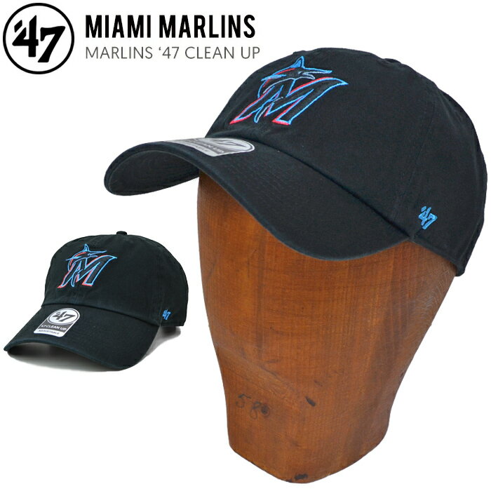  47 キャップ '47 (フォーティーセブン) キャップ MARLINS 47 CLEAN UP CAP クリーンナップキャップ 帽子 ストラップバックキャップ MLB ブラック マーリンズ 