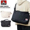 ベンデイビス メッセンジャーバッグ レディース 【割引クーポン配布中】 BEN DAVIS ベンデイビス キャンバス ショルダーバッグ BIG CANVAS SHOULDER BAG メッセンジャーバッグ 帆布 バッグ　鞄 ブラック ナチュラル bendavis BDW-8341 【あす楽対応】【RCP】