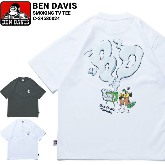 楽天NAKED-STORE【割引クーポン配布中】 BEN DAVIS ベンデイビス Tシャツ SMOKING TV TEE 半袖 カットソー トップス チャコール ホワイト M-XL C-24580024 【単品購入の場合はネコポス便発送】【RCP】