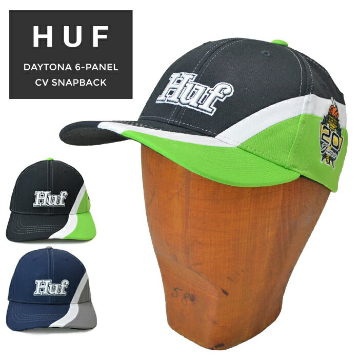 【割引クーポン配布中】 HUF (ハフ) キャップ DAYTONA 6-PANEL CV SNAPBACK HAT CAP 帽子 スナップバックキャップ 6パネルキャップ ブラック ネイビー HT00609 【あす楽対応】【RCP】