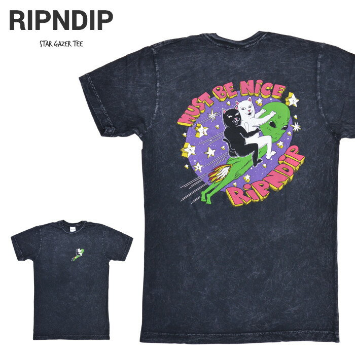  RIPNDIP (リップンディップ) Tシャツ STAR GAZER TEE 半袖 カットソー トップス S-XL ブラック RND6076 