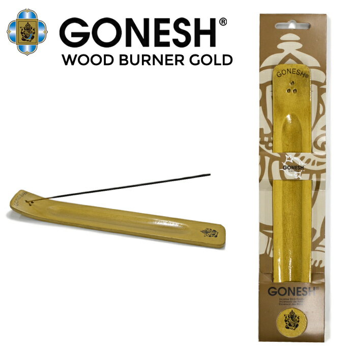 GONESH (ガーネッシュ) お香立て WOOD BURNER GOLD ウッドバーナー スティック 香立 雑貨 アロマ 御香 日本正規代理店商品 サイズ（容量） ONESIZE (約長さ26cm×幅3.6cm×厚さ0.6cm) GONESHインセンスやアロマをよりGONESHらしく楽しむためのアイテム。 貴方だけの楽しみ方でとっておきの時間をお楽しみください。 典型的なチーク材のインセンス・バーナー（香立て）をGONESH流に改良。 3本同時焚き可能なGONESHフリークにおすすめの香立て。 ※商品に記載されている使用方法・注意事項を必ずご確認下さいませ。■ ブランド説明 GONESH / ガーネッシュ 世界中で愛される、アメリカ・シカゴのインセンス（お香）ブランドです。 強く豊かで独創的なフレグランスは、1923年の創業当時から変わらないGONESH（ガーネッシュ）のアイデンティティで、 今も世界の若者から多くの支持を集めています。 ■ アイテム説明 WOOD BURNER GONESHインセンスやアロマをよりGONESHらしく楽しむためのアイテム。 貴方だけの楽しみ方でとっておきの時間をお楽しみください。 典型的なチーク材のインセンス・バーナー（香立て）をGONESH流に改良。 3本同時焚き可能なGONESHフリークにおすすめの香立て。 ※商品に記載されている使用方法・注意事項を必ずご確認下さいませ。 アイテム：WOOD BURNER 素材：木製 状態：新品 生産国：インド製 . Made in INDIA ※商品によっては紙タグ、プライスタグなどが取れてしまっている商品もございます。 ※お客様のPCモニターによって、実際の商品の色合いと異なって見える場合がございます 予めご了承くださいませ。 ■ サイズ サイズ ONESIZE (約長さ26cm×幅3.6cm×厚さ0.6cm) ※ 当店平置きにて採寸しております為、多少の誤差はご了承くださいませ。