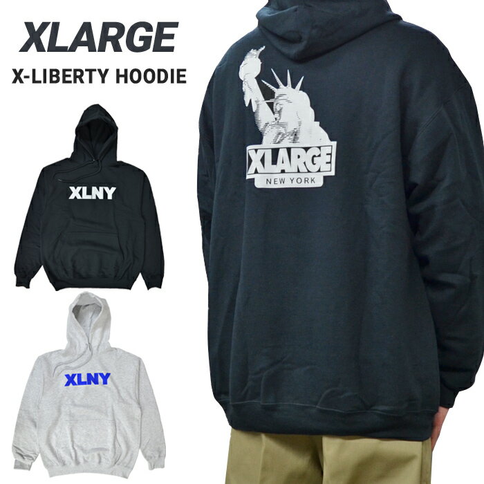 エクストララージ パーカー メンズ 【割引クーポン配布中】 XLARGE (エクストララージ) パーカー X-LIBERTY PULLOVER HOODED SWEAT プルオーバーパーカー スウェット フリース メンズ M-XL ブラック アッシュ【あす楽対応】【RCP】