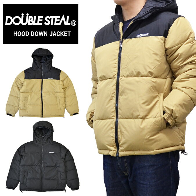 【割引クーポン配布中】 DOUBLE STEAL (ダブルスティール) ジャケット HOOD DOWN JACKET 中綿ジャケット ナイロンジャケット メンズ M-XL ブラック ベージュ 796-62050 【あす楽対応】【バーゲン】