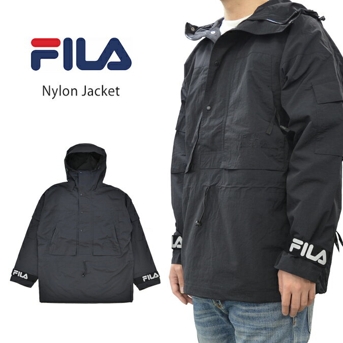 楽天NAKED-STORE【割引クーポン配布中】 FILA HERITAGE フィラ ヘリテージ ジャケット NYLON JACKET ナイロンジャケット マウンテンパーカー アノラックジャケット メンズ M-XL ブラック FM9675 【あす楽対応】【バーゲン】