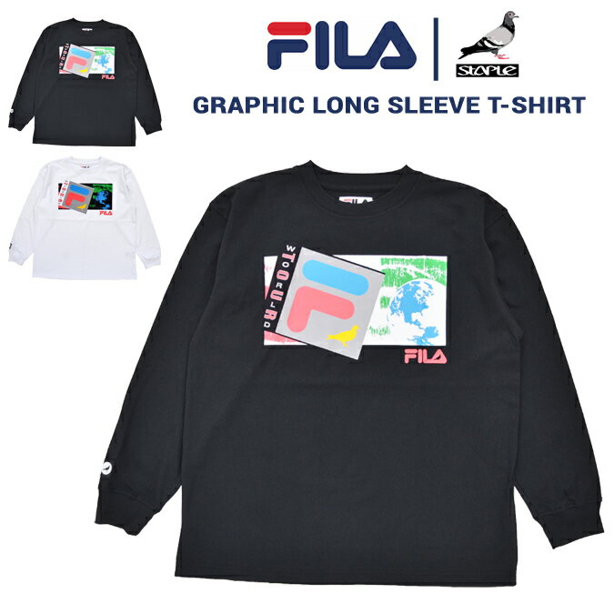 楽天NAKED-STORE【割引クーポン配布中】 FILA HERITAGE × STAPLE （フィラ ヘリテージ × ステイプル） ロンT GRAPHIC L/S T-SHIRT Tシャツ TEE 長袖 カットソー メンズ M-XL ブラック ホワイト FM9886 【単品購入の場合はネコポス便発送】【バーゲン】