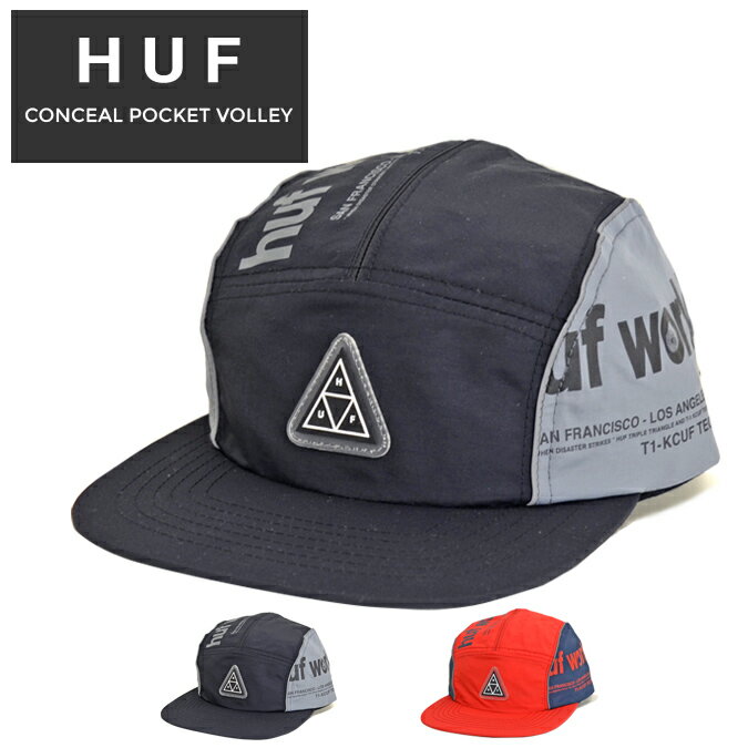 ハフ キャップ メンズ 【割引クーポン配布中】 HUF (ハフ) キャップ CONCEAL POCKET VOLLEY HAT 帽子 ストラップバックキャップ 5パネルキャップ CAP ブラック レッド HT00445 【あす楽対応】【RCP】【バーゲン】