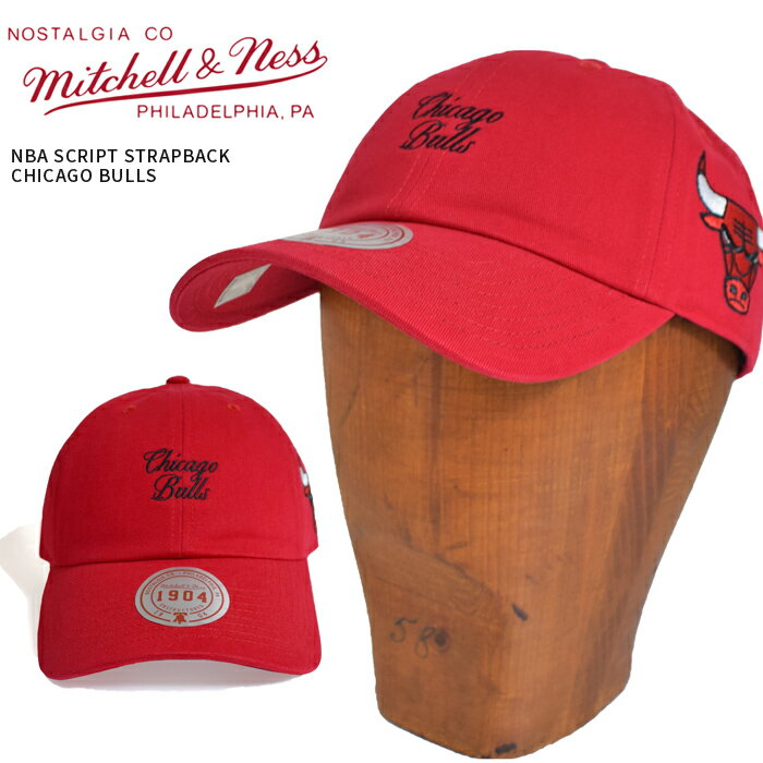 MITCHELL & NESS ミッチェル & ネス キャップ NBA SCRIPT STRAPBACK CAP 6パネルキャップ BULLS ブルズ ストラップバックキャップ HD16032 