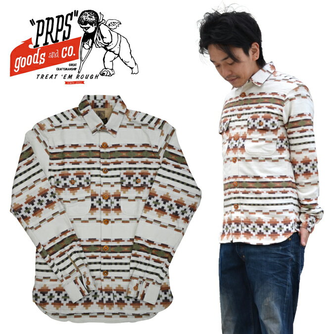 【割引クーポン配布中】 PRPS GOODS CO. (ピーアールピーエス) AZTEC PRINT SHIRT シャツ 長袖シャツ カジュアルシャツ メンズ【あす楽対応】【RCP】【売り尽くし】