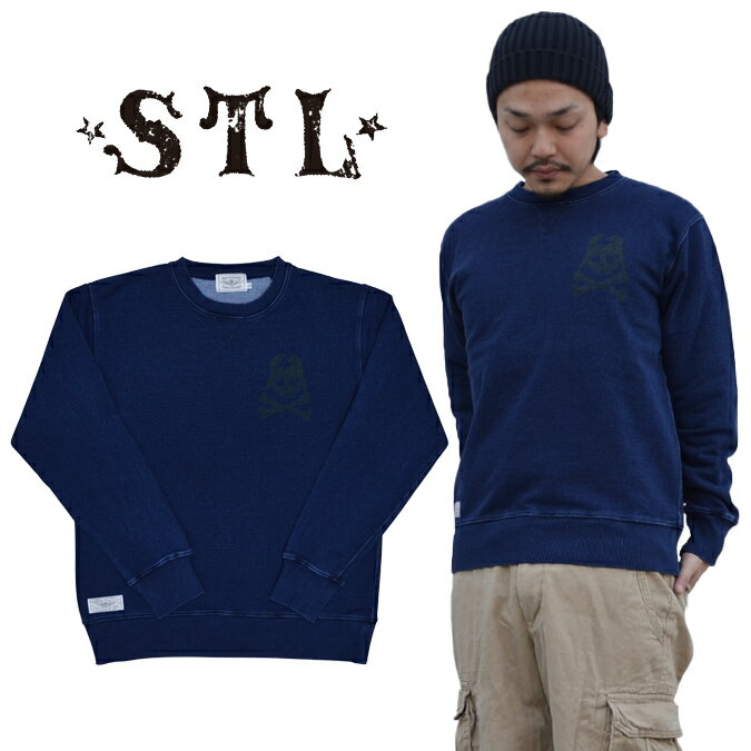 【割引クーポン配布中】 STL エスティーエル Indigo Skull CrewNeck SweatShirts クルーネック トレーナー デニム スウェット 【バーゲン】【RCP】