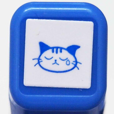 スケジュール浸透印スタンプ はんこ 0556-578 猫 ねこ ネコ 泣く 涙 悲しむ しょんぼり ショック　ブルー　青　こどものかお　KODOMO NO KAO　(メール便可!!)