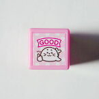 ミニ☆ポンSTAMP スタンプ浸透印 はんこ 0545-004 アザラシ GOOD ラベル サムズアップ 評価 あざらし seal ピンク pink 桃色 ミニポン こどものかお KODOMO NO KAO　(メール便可!!)