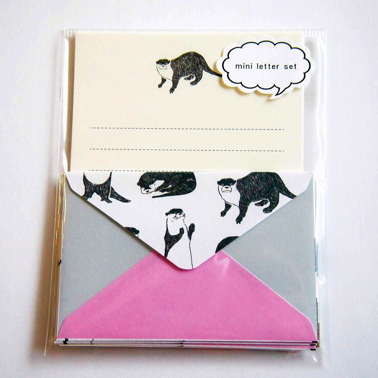 【在庫限り】ANIMAL SERIES　ミニレターセット　カワウソ　GF-444 ホワイト 便箋 封筒 セット otter か..