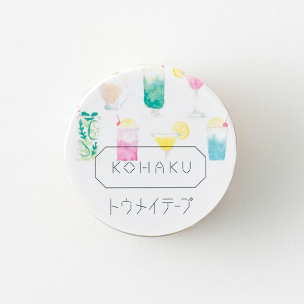 KOHAKU トウメイテープ Clear Masking Tape KK-009 [drink] 飲み物 ドリンク メロンソーダ クリームソーダ　カクテル クリア 透明 幅20mm てーぷ 文具 文房具 グリーンフラッシュ GreenFlash (メール便可!!)