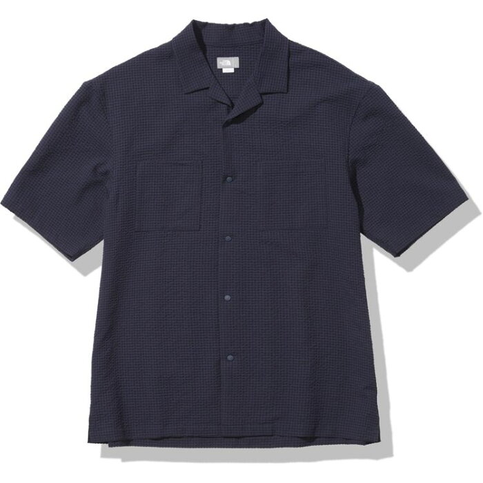 ノースフェイス　THE Northfaceショートスリーブシアサッカーベントメッシュシャツ（メンズ）S/S Seersucker Vent Mesh ShirtANアビエイターネイビー　アウトドアファッション　半袖開襟シャツ　シアサッカー　清涼感