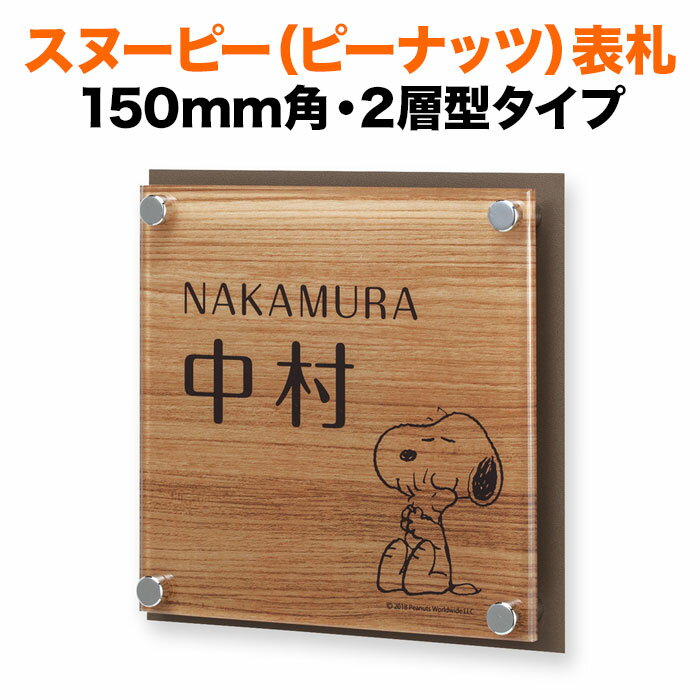 表札 スヌーピー 丸三タカギ 戸建て 150×150 150mm×150mm ピーナッツ（PEANUTS） 木目調 犬 いぬ かわいい NSPAIS-C2-22