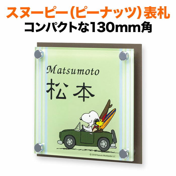 表札 スヌーピー 丸三タカギ 戸建て 130×130 130mm×130mm ピーナッツ（PEANUTS） 犬 いぬ ウッドストック 自動車 かわいい 機能門柱用 NSPAISS-C7-27