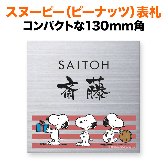 表札 スヌーピー 丸三タカギ 戸建て 130×130 130mm ピーナッツ（PEANUTS） ステンレス 犬 いぬ かわいい 機能門柱 NSPMPSS-S9-29