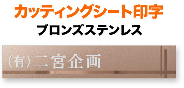 表札ファインブラスト カッティングシート 機能門柱用 戸建て ツヤ消し 鏡面仕上げ ブロンズステンレス クロスライン 210×40 1.5mm 明朝体 可読性が高い 信頼 上品 現代的 洗練 真面目 無機質 お洒落 柔らかい光沢 華 ぴかぴか 立体感 存在感 横型 長方形 FBTB-R-17