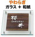 表札 ガラス表札 やわらぎ 機能門柱用 戸建て カットガラス/透明フラットガラス 濃い木目シート/エボニー 文字-白 200×200 10~11mm ガラス厚 日本語-なごみ体/英字-フーツラ体 上品 お洒落 落ち着き カジュアル 立体感 存在感 2枚合わせガラス 正方形 YW-5-528