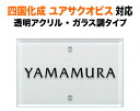 表札 マイ門柱2型・3型・4型 オリジナル門柱YQ2型 機能門柱用 戸建て 透明アクリル ガラス調 110×70 5mm シンプルデザイン おしゃれ 長方形 2点ビス止め式 SIE-A-4