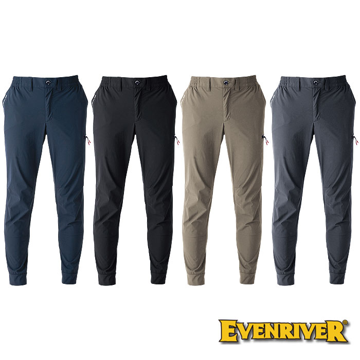 樂天商城 - GR1001 コーデュラストレッチカーゴジョガー イーブンリバー EVENRIVER 作業着 メンズ S〜4L ナイロン88％ ポリウレタン12％ コーデュラ 接触冷感性 速乾性 ストレッチ 左側ファスナー付きポケット 右側ポケット ウエストゴムシャーリング仕様ヒップポケット 裾部リブ仕様